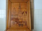 Ingelegd hout schilderij Amsterdam 63x88cm intarsia 1950, Antiek en Kunst, Ophalen of Verzenden