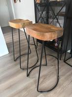 2 barkrukken te koop, Huis en Inrichting, Barkrukken, 2 krukken, Ophalen, Metaal, Met voetsteun