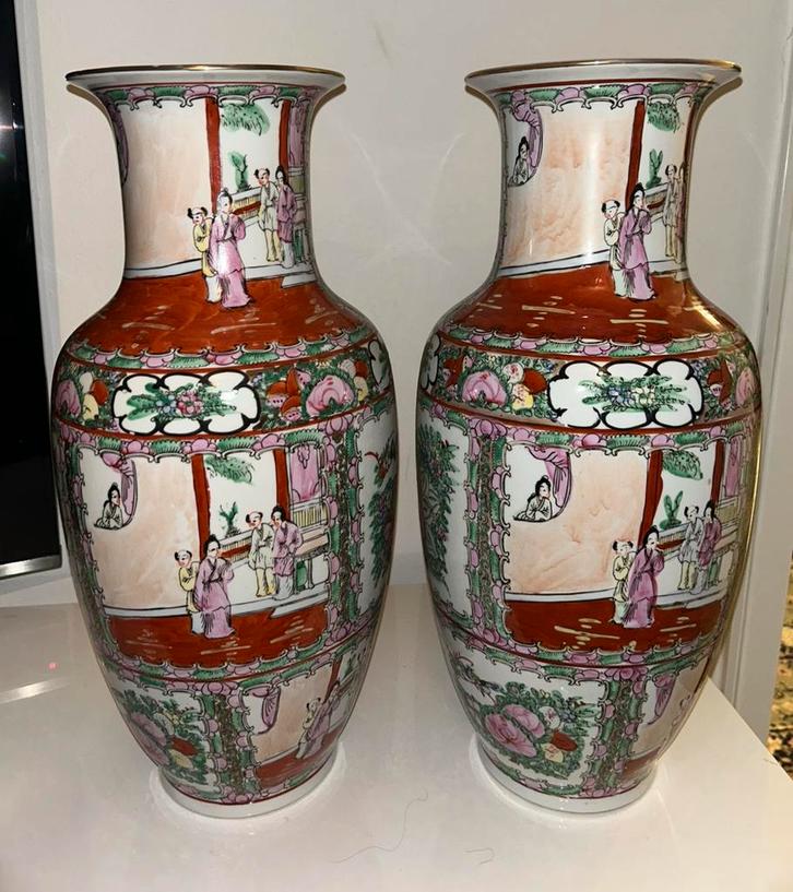Set Grote antieke porseleinen Famille Rose Vasen, Antiek en Kunst, Antiek | Vazen, Ophalen