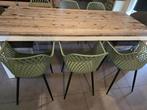 Landelijke eettafel met 6 kuipstoelen, Huis en Inrichting, Ophalen, Zo goed als nieuw