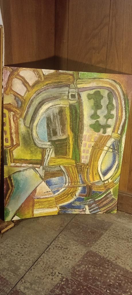 Gemengd schilderij gesigneerd Serge Montegnies, 54x67, n573, Antiek en Kunst, Kunst | Schilderijen | Modern, Ophalen