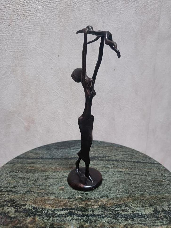 Vintage bronzen beeld moeder met kind, Antiek en Kunst, Kunst | Designobjecten, Ophalen of Verzenden