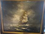 John Bévort Driemaster op zee 120x80, Antiek en Kunst, Ophalen of Verzenden