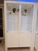 Vitrinekast wit met verlichting, Huis en Inrichting, Ophalen, Strak, 100 tot 150 cm, Glas