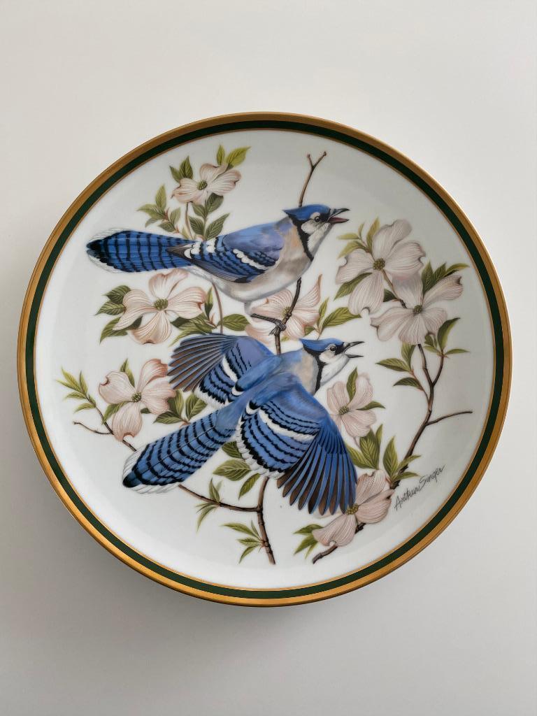 Franklin Pors Woodland Birds World '80 Blauwe Gaai, Antiek en Kunst, Antiek | Porselein, Ophalen of Verzenden