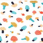 Promo! 4141) 150x50cm katoenen tricot paddestoel wit, 120 cm of meer, Wit, Nieuw, Ophalen of Verzenden
