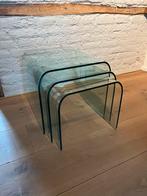 Glazen gebogen design nesting tafels, Ophalen, Gebruikt, Minder dan 50 cm, Glas