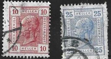 2 Postzegels Oostenrijk 1906 Keizer Frans Jozef I beschikbaar voor biedingen