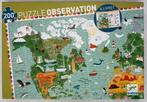 Djeco Puzzel Reis Om De Wereld 200 Stukjes Observation, Kinderen en Baby's, Speelgoed | Kinderpuzzels, Verzenden, Zo goed als nieuw