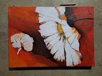 Hele fleurige acrylverf schilderij bloemen gesigneerd PIERRE beschikbaar voor biedingen