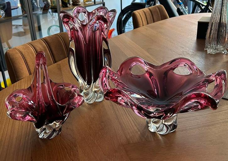 Zeldzamer 3 delig glaswerk set Josef Hospodka, Antiek en Kunst, Antiek | Glaswerk en Kristal, Ophalen of Verzenden