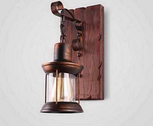 Alessio Wandlamp lantaarn brons op plank Vintage industrieel, Antiek en Kunst, Antiek | Verlichting, Ophalen of Verzenden