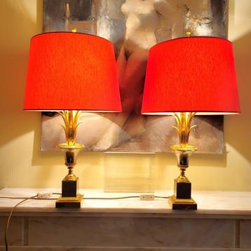 ️✔️Paire de Lampes Palmier 70s Boulanger, Tissus, 75 cm ou plus, Hollywood Regency”, Comme neuf