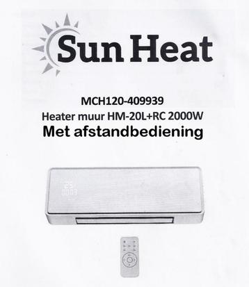 Sun Heat HM-20L Elektrische Keramische Muurverwarming - Wit  beschikbaar voor biedingen