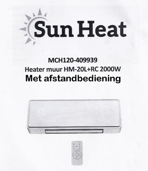Sun Heat HM-20L Elektrische Keramische Muurverwarming - Wit, Doe-het-zelf en Bouw, Verwarming en Radiatoren, Ophalen of Verzenden