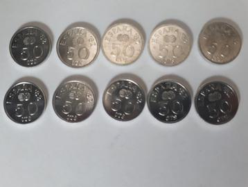 10 pièce 50 pesetas espagne 1982 mondial football juan carlo, Timbres & Monnaies, Enlèvement ou Envoi, Espagne, 50 centimes, Monnaie en vrac
