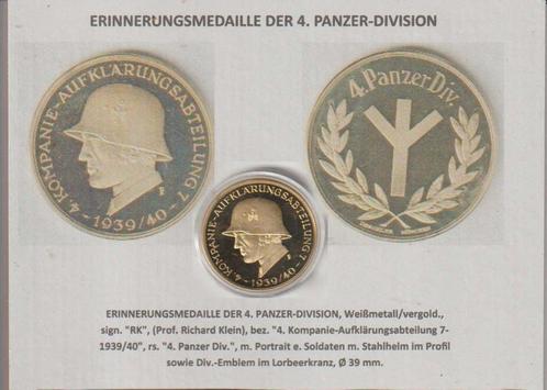 4. PANZER-DIVISION medaille verguld, fotos, document, Verzamelen, Militaria | Tweede Wereldoorlog, Landmacht, Embleem of Badge