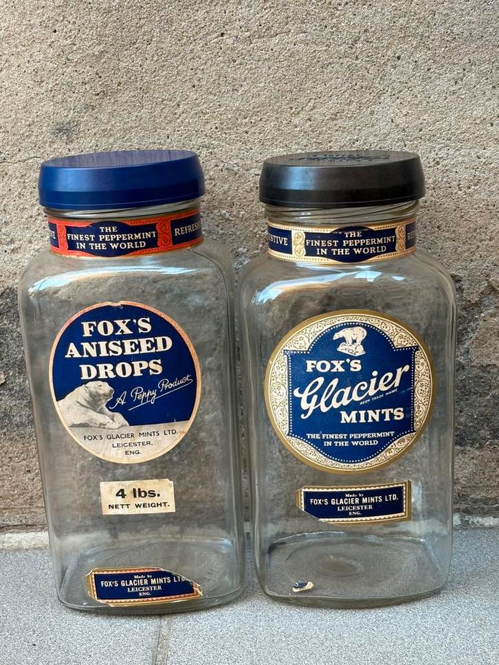 Vintage bewaarpotten glas FOX’S, Antiek en Kunst, Curiosa en Brocante, Ophalen of Verzenden