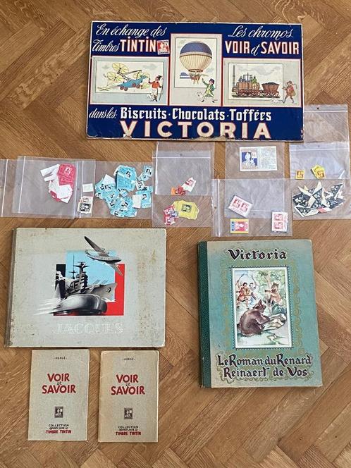 VICTORIA BORD - CHROMOS VOIR ET SAVOIR - ZEGELS KUIFJE, Verzamelen, Merken en Reclamevoorwerpen, Gebruikt, Reclamebord, Ophalen of Verzenden