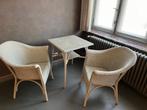 Rieten tafel en stoelen, Ophalen, Gebruikt, Twee, Wit