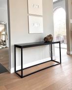 Zwarte metaal met houten console tafel, Huis en Inrichting, Tafels | Sidetables, 25 tot 50 cm, 100 tot 150 cm, Modern, Rechthoekig