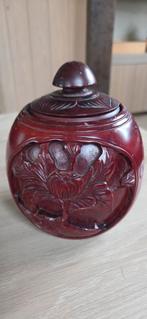 Zware Chinese lakwerkpot met lotusbloem, Ophalen of Verzenden