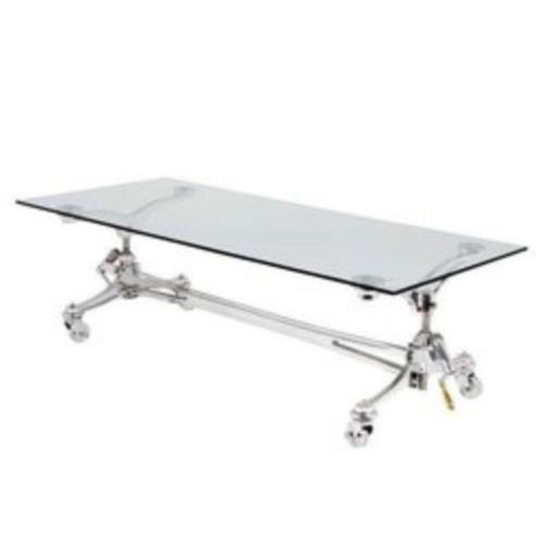 Salontafel Eichholtz Sullivan Massief aluminium / glasplaat, Huis en Inrichting, Woonaccessoires | Overige, Gebruikt, Ophalen