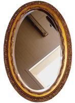 ovale houten vergulde spiegel., Antiek en Kunst, Ophalen