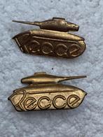 Kenteken, Set vn 2x L+R Verkenng. Escadron RECCE (Goud kl)., Verzamelen, Ophalen of Verzenden, Landmacht, Embleem of Badge