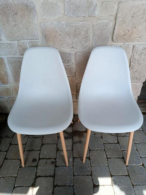 2 chaises style scandinave, Maison & Meubles, Chaises, Utilisé, Deux, Autres matériaux, Blanc, Enlèvement