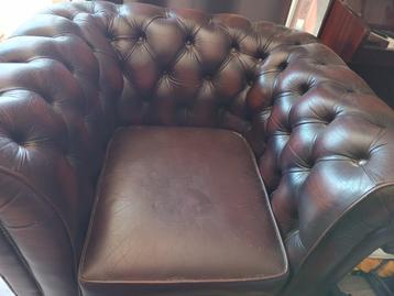 Donkerbruine Chesterfield 1-zit beschikbaar voor biedingen