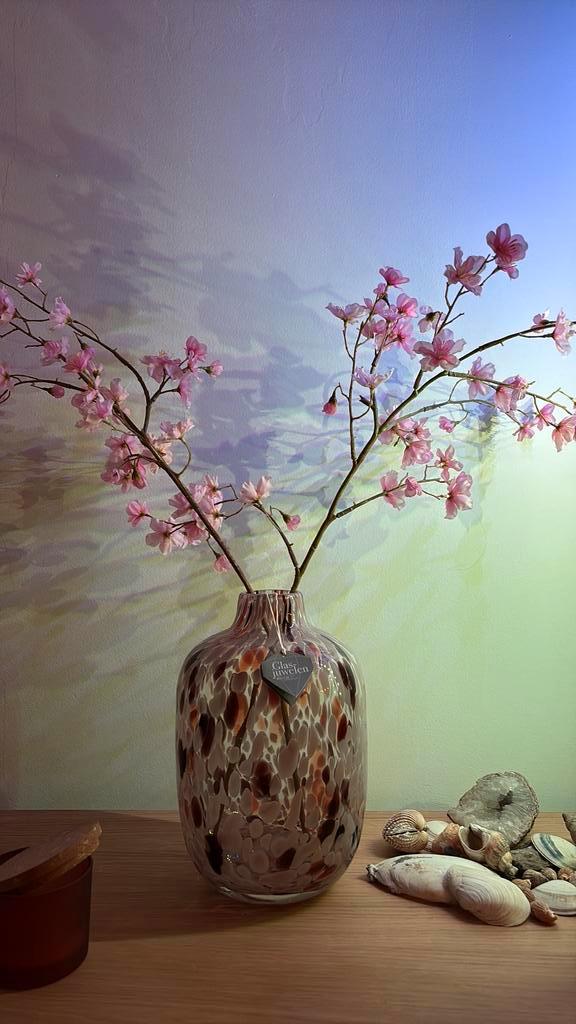 Vaas Umea Cheetah Luipaard Print Glas - glasjuwelen, Huis en Inrichting, Woonaccessoires | Droogbloemen, Nieuw, Ophalen