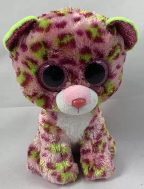Ty Beanie Boos Boo Lainey luipaard glitterogen knuffel 15 cm, Kinderen en Baby's, Speelgoed | Knuffels en Pluche, Zo goed als nieuw