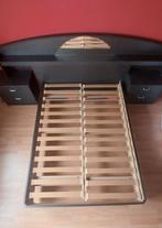 Tweepersoons bed met twee nachtkastjes, Huis en Inrichting, Slaapkamer | Bedden, Ophalen, Tweepersoons, Zwart