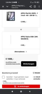 iPad Air 13-inch m3 256 GB, Computers en Software, Apple iPads, Ophalen, Apple iPad Air, Nieuw, Grijs