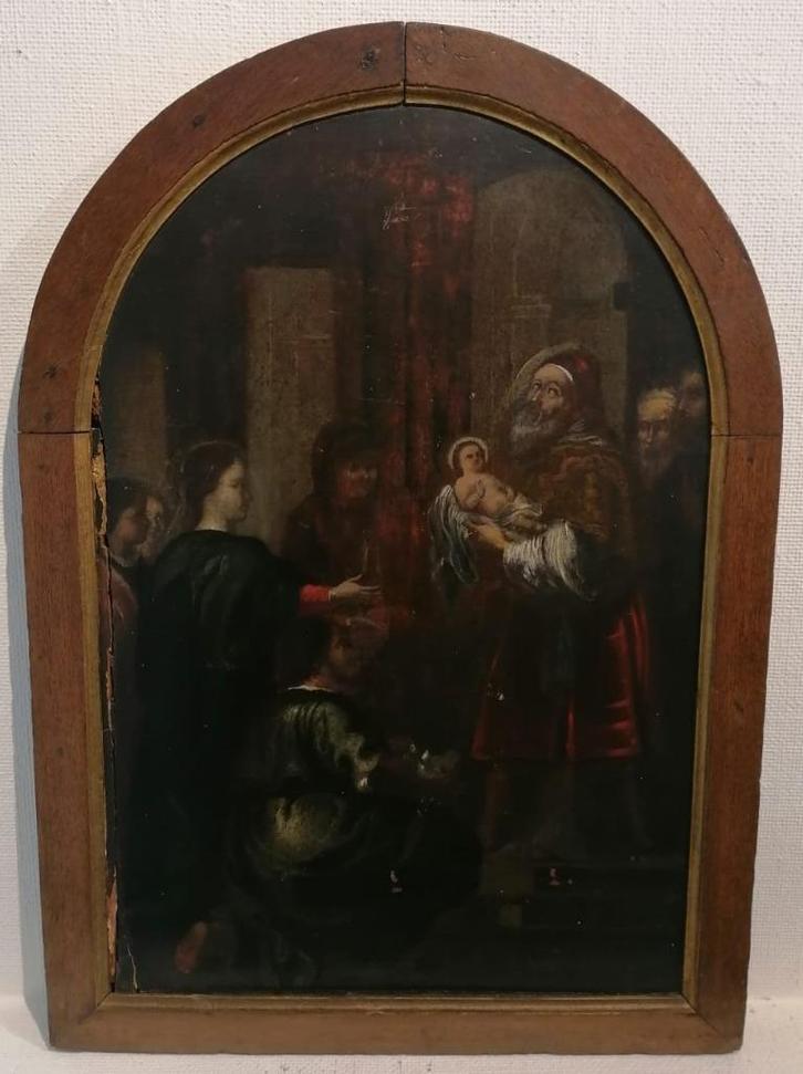 XVIe - XVIIe eeuw - Antiek schilderij op paneel - Opdracht, Antiek en Kunst, Kunst | Schilderijen | Klassiek, Ophalen of Verzenden