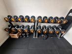 Urethaan halterset 5-30kg inclusief halterrek, Sport en Fitness, Fitnessmaterialen, Ophalen, Zo goed als nieuw, Halterset