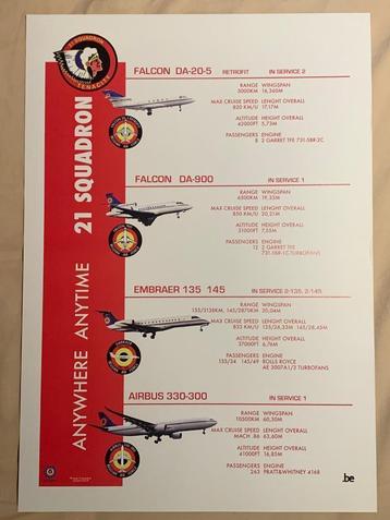 Poster (A3) 21SQN Melsbroek 15Wing Falcon, Embraer, Airbus beschikbaar voor biedingen