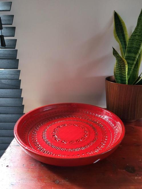 Rimini red keramieken xl schaal, Aldo Londi voor Bitossi, ja, Antiquités & Art, Antiquités | Céramique & Poterie, Enlèvement ou Envoi