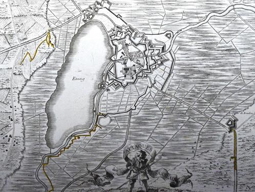 Kaart van St Guilain uit 1746 (originele gravure), Antiek en Kunst, Kunst | Etsen en Gravures, Ophalen of Verzenden
