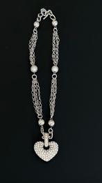 Ketting zilver met hart en strass, Ophalen, Zo goed als nieuw, Zilver