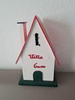 Vintage houten spaarpot - villa, Ophalen of Verzenden