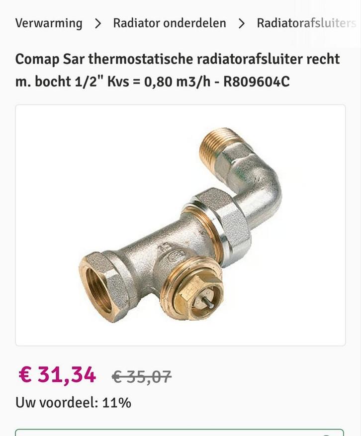 Vannes pour radiateurs Neuves, Bricolage & Construction, Chauffage & Radiateurs, Neuf, Enlèvement ou Envoi