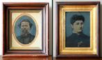 Full plate tintype portretten in kader, folk art, Antiek en Kunst, Ophalen