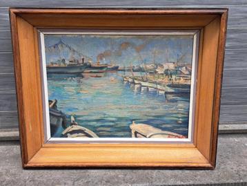 huile sur toile cartonnee marine signe ernst petit beschikbaar voor biedingen