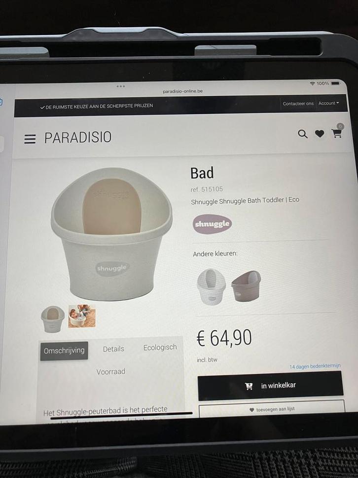 Shnuggle baby-peuter badje, Kinderen en Baby's, Badjes en Verzorging, Zo goed als nieuw, Badje, Ophalen