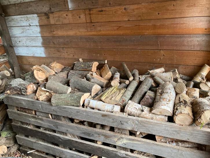 Droog brandhout mix eik berk es, Tuin en Terras, Brandhout, Ophalen