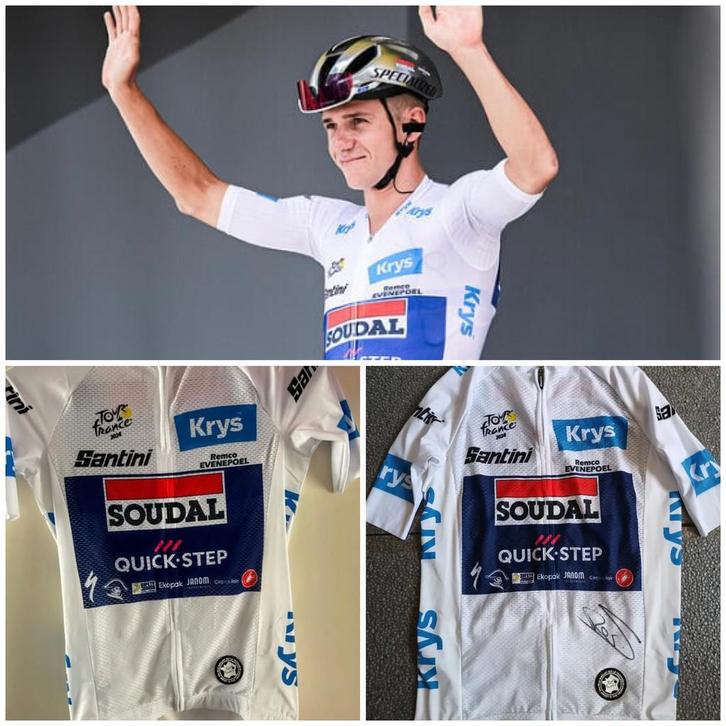 GEZOCHT Witte leiderstrui Remco Evenepoel Tour 2024, Fietsen en Brommers, Fietsaccessoires | Fietskleding, Ophalen of Verzenden