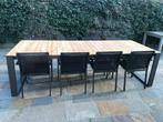 Tuintafel, stoelen en parasol, Ophalen, Gebruikt