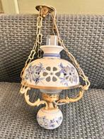 Vintage keramische hanglamp met bloemenpatroon, Ophalen, Overige materialen, 50 tot 75 cm, Zo goed als nieuw